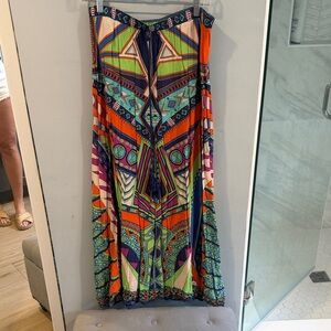 Flying Tomato Boho Maxi Skirt in Multicolor Geometric Print